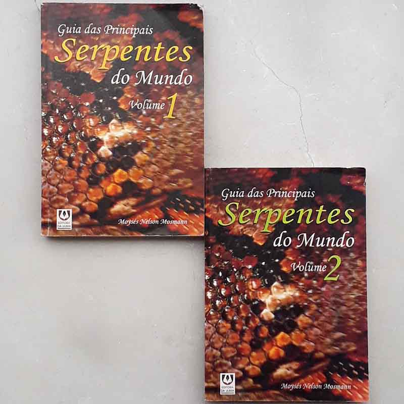 Foto do livro Guia das Principais Serpentes do Mundo 2 Volumes organizado por Moysés Nelson Mosmann.