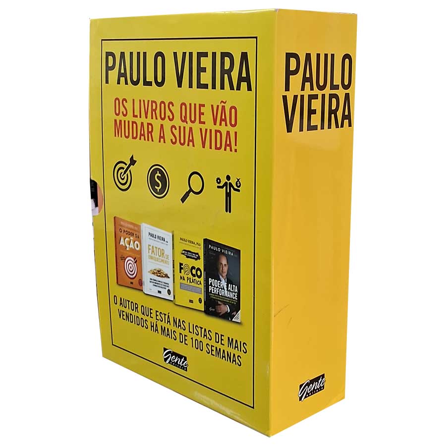 Box Paulo Vieira.  Box com 4 livros: O Poder da Ação; Fator de Enriquecimento; Foco na Prática; Poder e Alta Performance.  Livros Usados/Seminovos. Livros em box. 