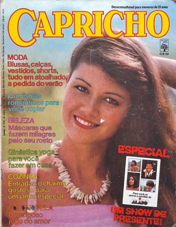 Revista Capricho número 518.   Revistas antigas femininas. Moda, beleza, Cozinha, entrevistas, fotonovela.  Editora:  Abril.  Edição: Setembro/1980. 