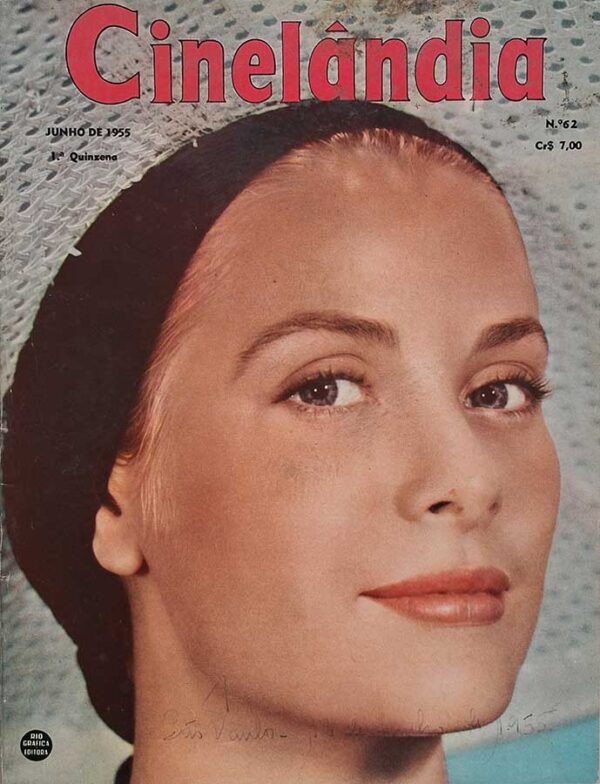 Cinelândia número 62.   Revistas antigas de cinema. Capa com Grace Kelly.  Editora:  Rio Gráfica Editora.  Edição: Junho/1955. 