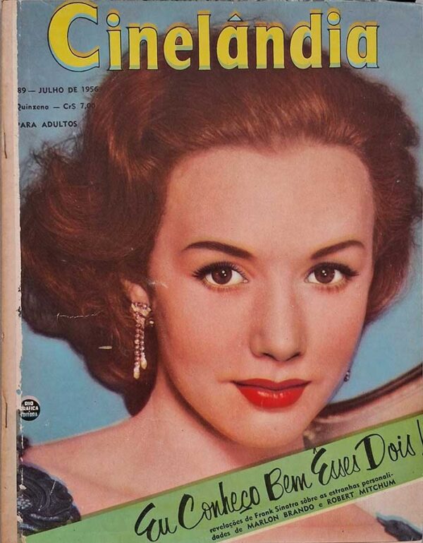 Cinelândia número 89.   Revistas antigas de cinema. Capa com Piper Laurie.  Editora:  Rio Gráfica Editora.  Edição: Julho/1956. 