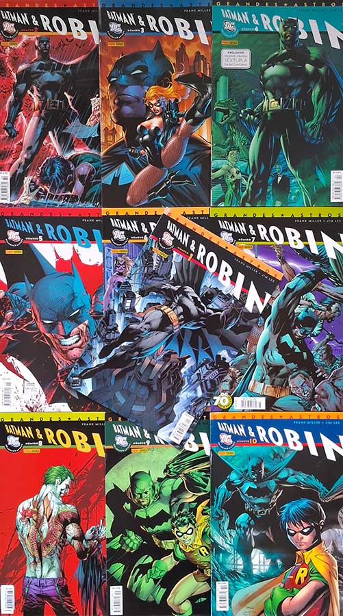 Grandes Astros Batman & Robin. Coleção completa em 10 Volumes.  Revistas em Quadrinhos. Gibis. Coleções Completas.  Editora: Panini. 