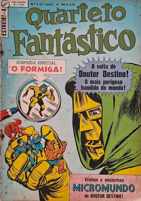 Quarteto Fantástico (Estréia 1ª Série) nº 04.   Gibis antigos. Revistas em Quadrinhos.  Editora: EBAL.  Ano de Edição: Abril/1970. 