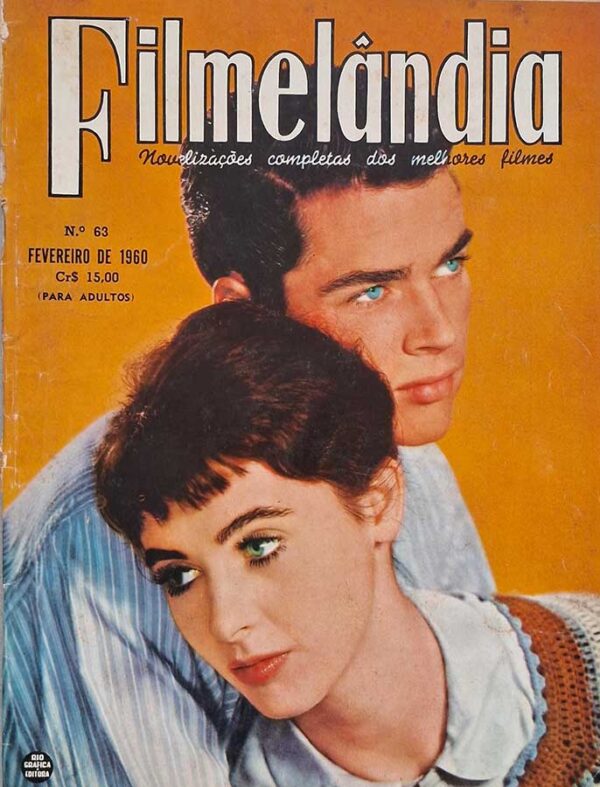 Filmelândia número 63.   Revistas antigas de cinema. Capa com Millie Perkins e Richard Beymer. Contracapa com Anthony Franciosa.  Editora:  Rio Gráfica Editora.  Edição: Fevereiro/1960. 