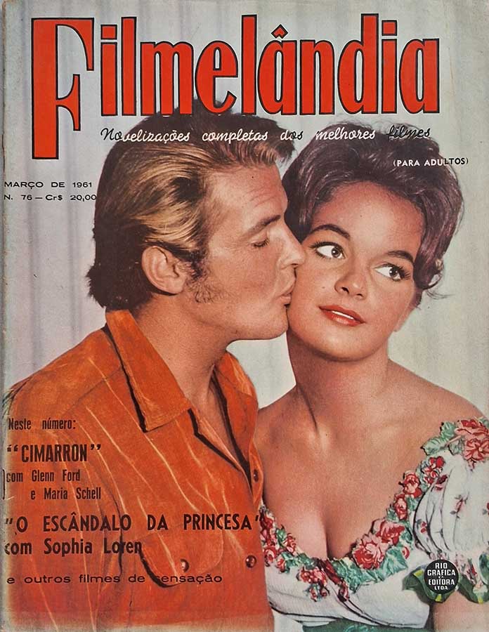 Revista Filmelândia número 76.   Revistas antigas de cinema. Capa com Letícia Roman e Clint Walker.  Editora:  Rio Gráfica Editora.  Edição: Março/1961. 