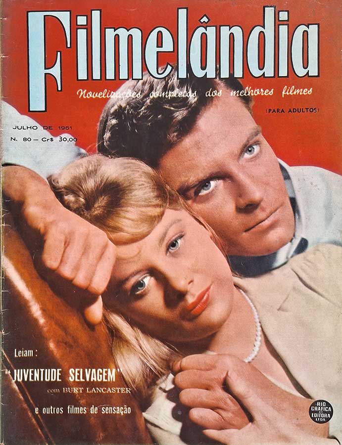 Filmelândia número 80.   Revistas antigas de cinema. Capa com Shirley Night e Grant Williams.  Editora:  Rio Gráfica Editora.  Edição: Julho/1961. 