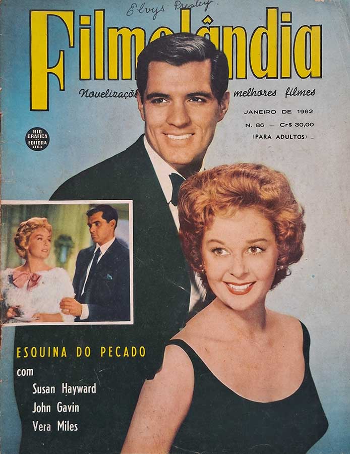 Filmelândia número 87.   Revistas antigas de cinema. Capa com Susan Hayward e John Gavin.  Editora:  Rio Gráfica Editora.  Edição: Janeiro/1962. 