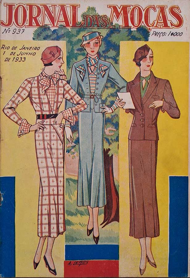 Jornal das Moças número 937.   Revistas antigas de moda. Contem o suplemento com molde.  Editora: Empresa Jornal das Moças.  Edição: 01/06/1933. 