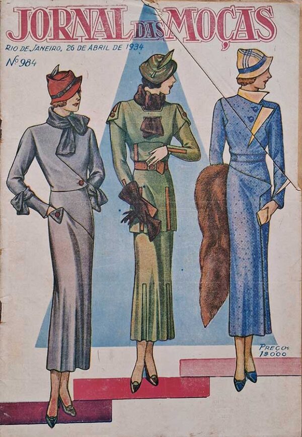 Jornal das Moças número 984.   Revistas antigas de moda. Atenção: não contem o suplemento com molde.  Editora: Empresa Jornal das Moças.  Edição: 26/04/1934. 