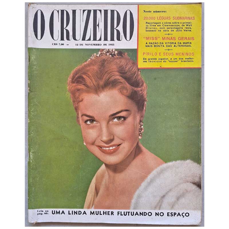 Revista O Cruzeiro 12 Novembro 1955.  Miss Minas Gerais; 20000 Léguas Submarinas com Walt Disney. Matérias diversas. Humor