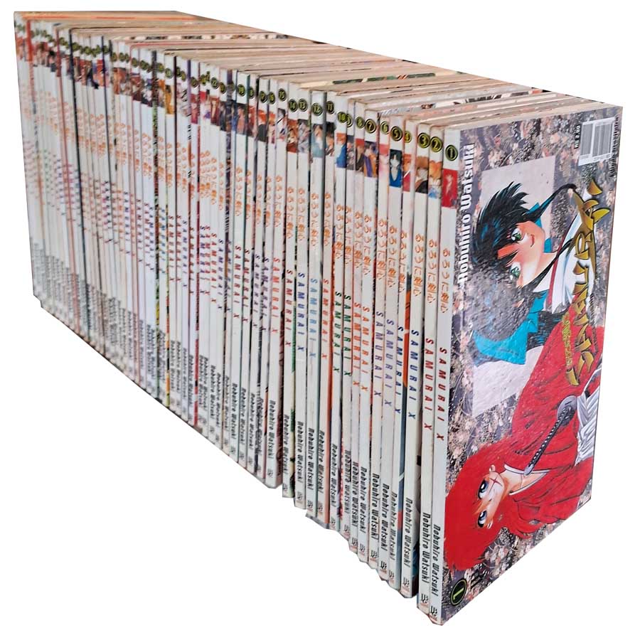 Mangás Samurai X. Coleção Completa 56 Volumes.  Autor: Nobuhiro Watsuki.  Mangás Usados/Seminovos. Coleções Completas.  Editora: JBC.  Edição: 2001-2003. 