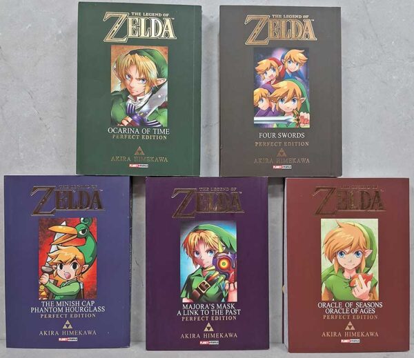 MangásThe Legend Of Zelda. Perfect Edition. Coleção em 5 Volumes.  Autor: Akira Himekawa.  The Minish Cap Phantom Hourglass. Majora's Mask a Link To The Past. Oracle of Seasons Oracle of Ages. Four Swords. Ocarina of Time. 