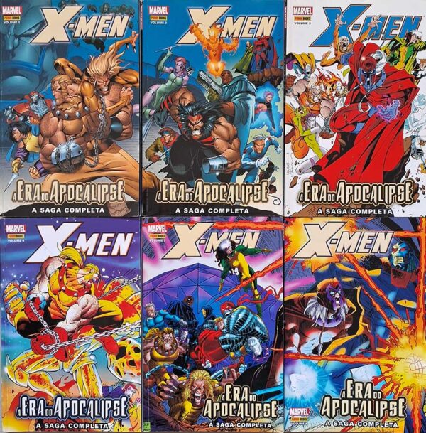 X-Men A Era do Apocalipse. A Saga Completa em 6 Volumes.  Graphic Novels seminovos. Minisséries Completas.  Editora: Panini. 