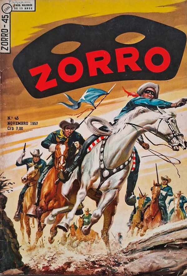 Zorro 1ª Série nº 45.  Gibis antigos. Revistas em Quadrinhos.  Editora: EBAL.  Ano de Edição: Novembro/1957. 