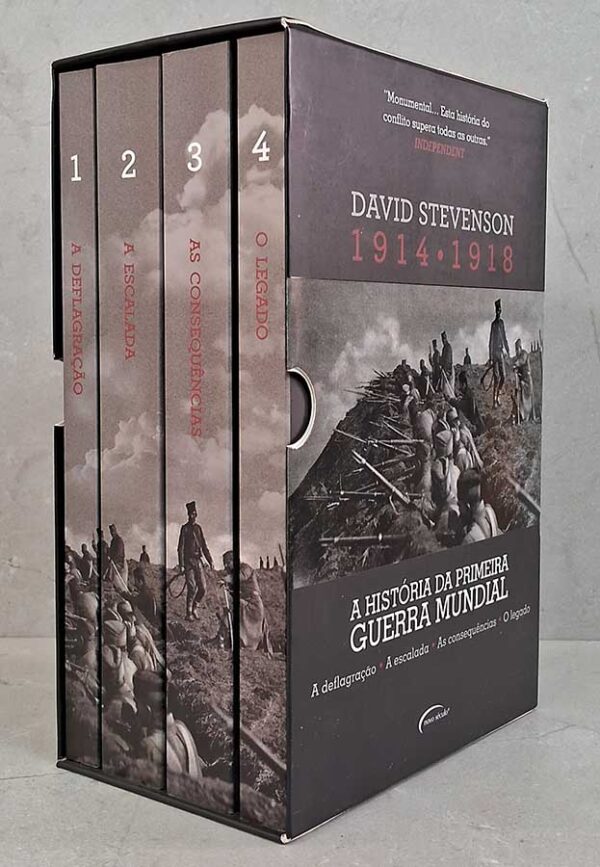 Box a história da Primeira Guerra Mundial: 1914-1918.  Autor: David Stevenson.  A Deflagração; A Escalada; As Consequências; O Legado.  Livros usados/seminovos. Obras e livros em box. I Guerra Mundial. 