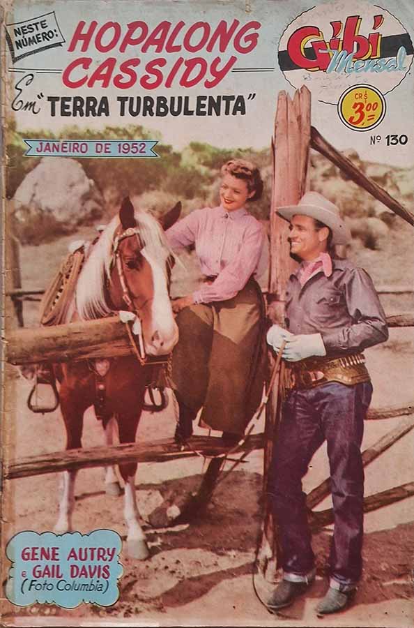 Gibi Mensal Nº 130. Edição com Hopalong Cassidy. Gibis antigos. Revistas em quadrinhos originais.  Editora: RGE / Rio Gráfica Editora.  Edição: Janeiro/1952. 