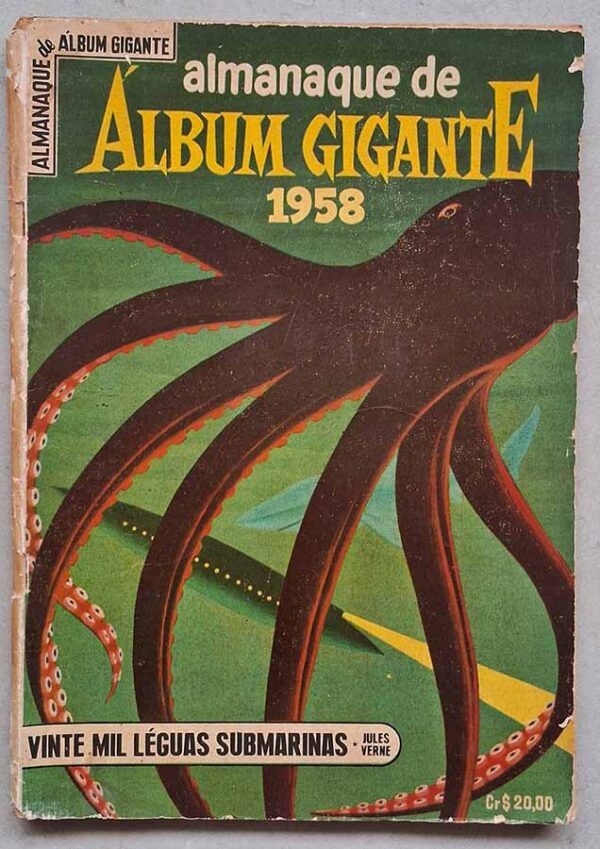 Almanaque de Álbum Gigante 1958. Vinte Mil Léguas Submarinas em quadrinhos.  Gibis antigos originais. Almanaques e edições especiais. Revistas em quadrinhos anos 50.  Editora: EBAL. 