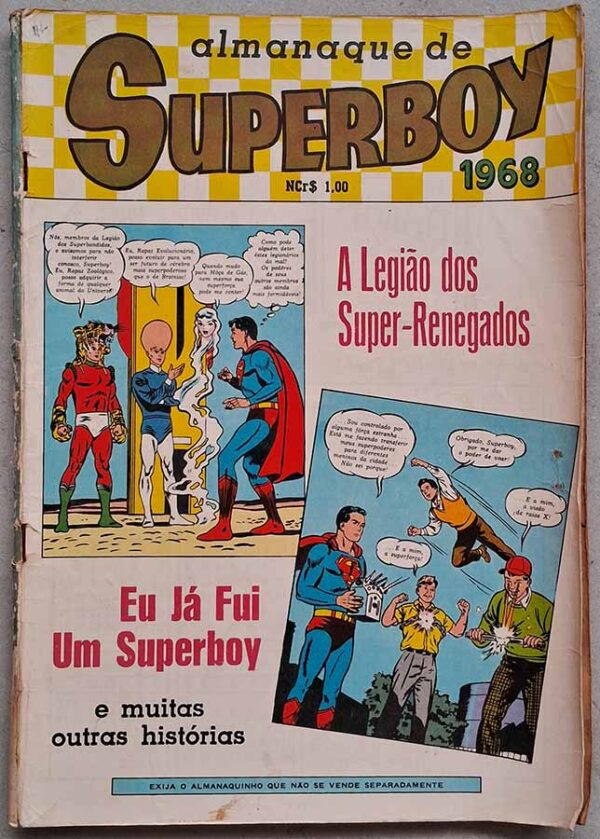 Almanaque de Superboy 1968.  Gibis antigos originais. Almanaques e edições especiais. Revistas em quadrinhos anos 60.  Editora: EBAL. 