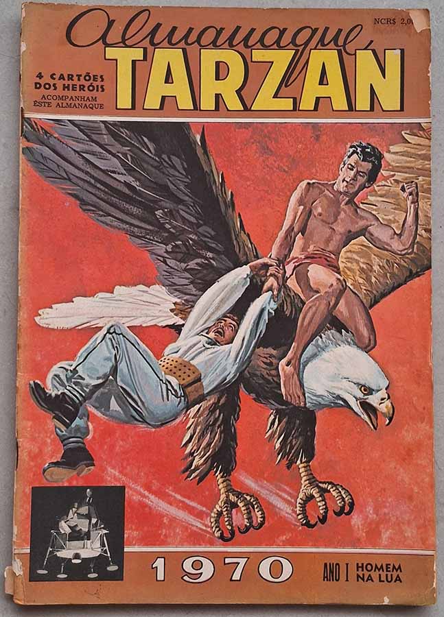 Almanaque Tarzan 1970. Ano I Homem na Lua.  Gibis antigos originais. Almanaques e edições especiais. Revistas em quadrinhos anos 70.  Editora: EBAL. 