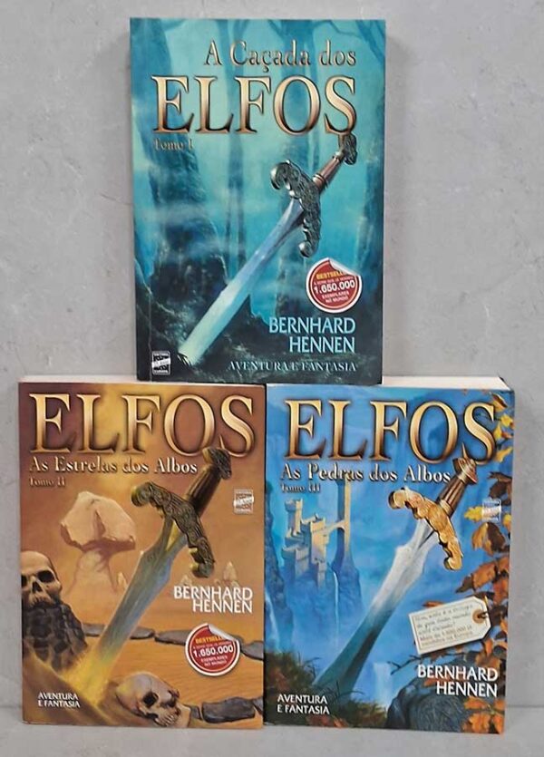 Elfos: 3 Volumes; Trilogia Completa.  Autor: Bernhard Hennen.  Tomo I: A Caçada dos Elfos; Tomo II: As Estrelas dos ALbos; Tomo III: As Pedras dos Albos.   Livros Usados/Seminovos. 