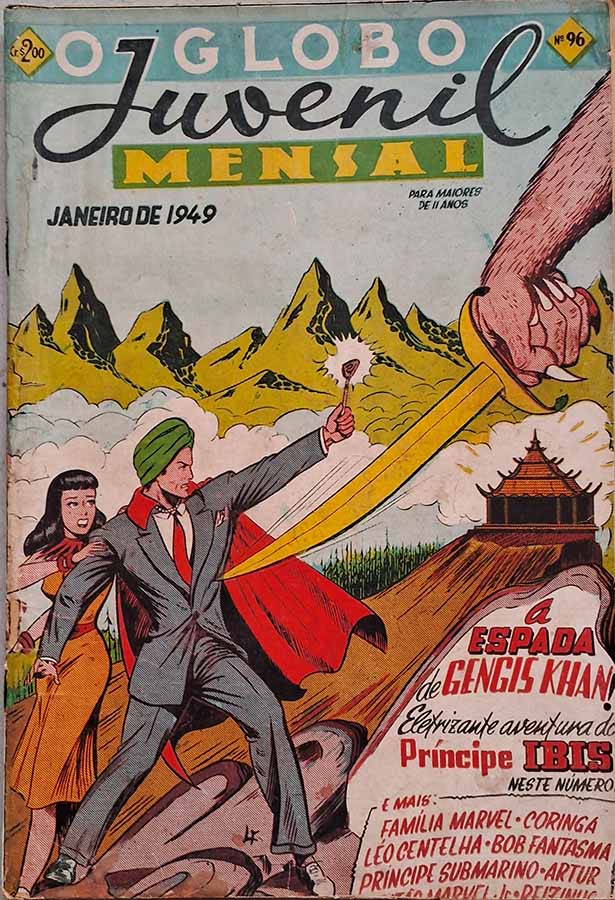 O Globo Juvenil Mensal Nº 96. Edição com Príncipe Submarino e Príncipe Ibis. Gibis antigos. Revistas em quadrinhos originais.  Editora: RGE / Rio Gráfica Editora.  Edição: Janeiro/1949. 