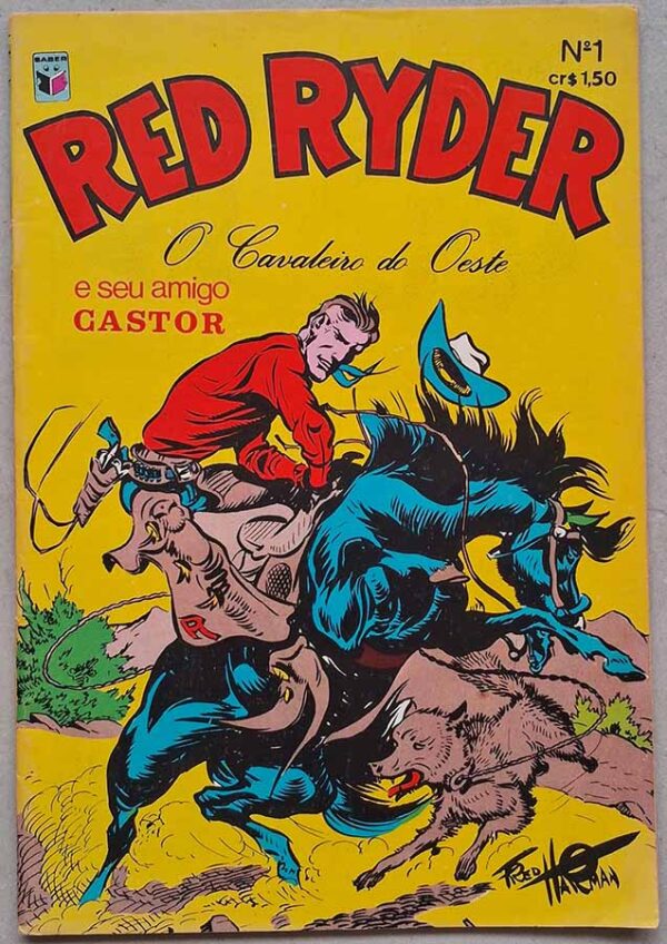 Red Ryder número 1. O Cavaleiro do Oeste.  Gibis antigos originais. Revistas em quadrinhos anos 70.  Editora: Saber.  Ano de Edição: 1971. 