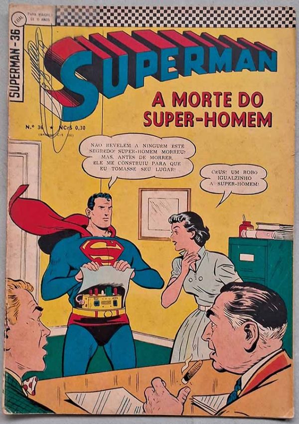 Superman 3ª Série Nº 36.  Gibis antigos. Super-Heróis, Super Homem. Revistas em quadrinhos anos 60.  Editora: EBAL.  Edição: Abril/1967. 