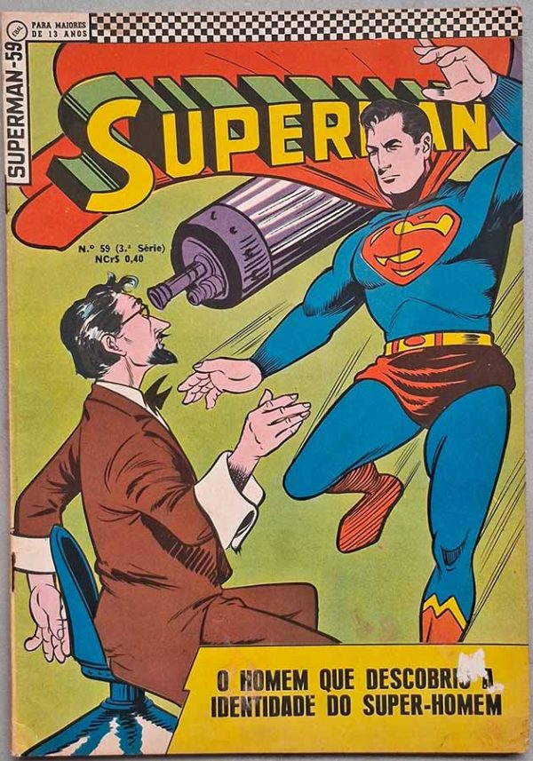 Superman 3ª Série Nº 59.  Gibis antigos originais. Revistas em quadrinhos anos 60. Super-Heróis, Super Homem.  Editora: EBAL.  Edição: Março/1969. 