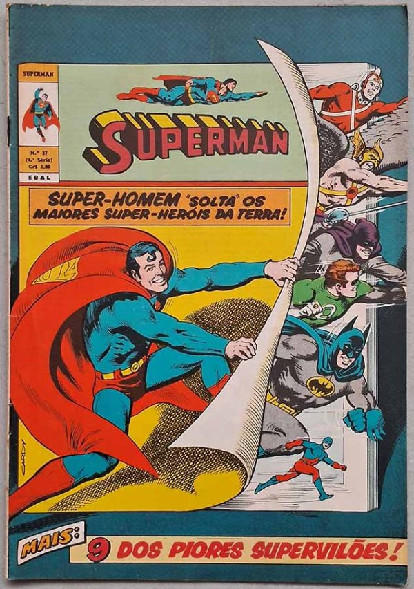 Superman 4ª Série Nº 37.  Gibis antigos originais. Revistas em quadrinhos anos 60. Super-Heróis, Super Homem.  Editora: EBAL.  Edição: Setembro/1975. 