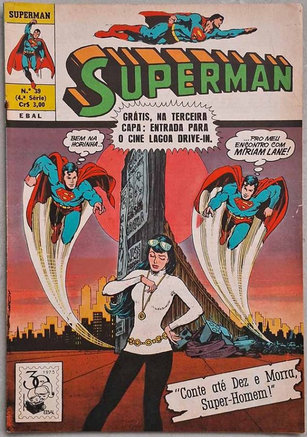 Superman 4ª Série Nº 39.  Gibis antigos originais. Revistas em quadrinhos anos 60. Super-Heróis, Super Homem.  Editora: EBAL.  Edição: Novembro/1975. 