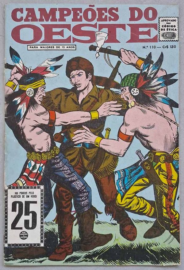 Campeões do Oeste #110. Com Davy Crockett.  Gibis antigos originais. Revistas em quadrinhos anos 60.  Editora: RGE - Rio Gráfica Editora. 