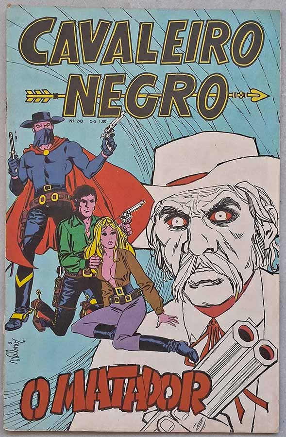 Cavaleiro Negro nº 243. Edição Colorida em O Matador.  Gibis antigos originais. Revistas em quadrinhos anos 70.  Editora: RGE - Rio Gráfica Editora. 