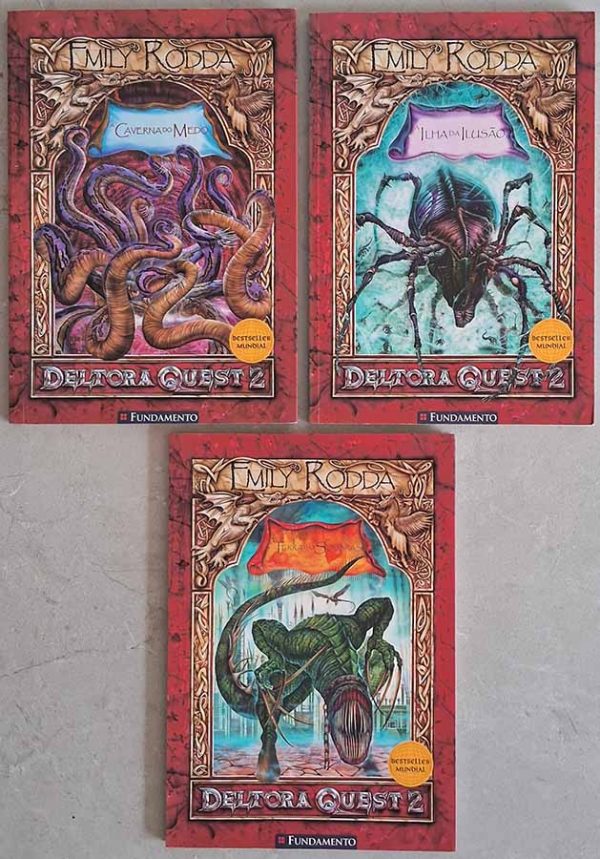 Coleção Deltora Quest II ou No Reino das Sombras.  3 Volumes.  Autor: Emily Ronda.  Livros Usados/Seminovos. Literatura Infanto juvenil. Volumes: Terras das Sombras; A Ilha da Ilusão; A Caverna do Medo.