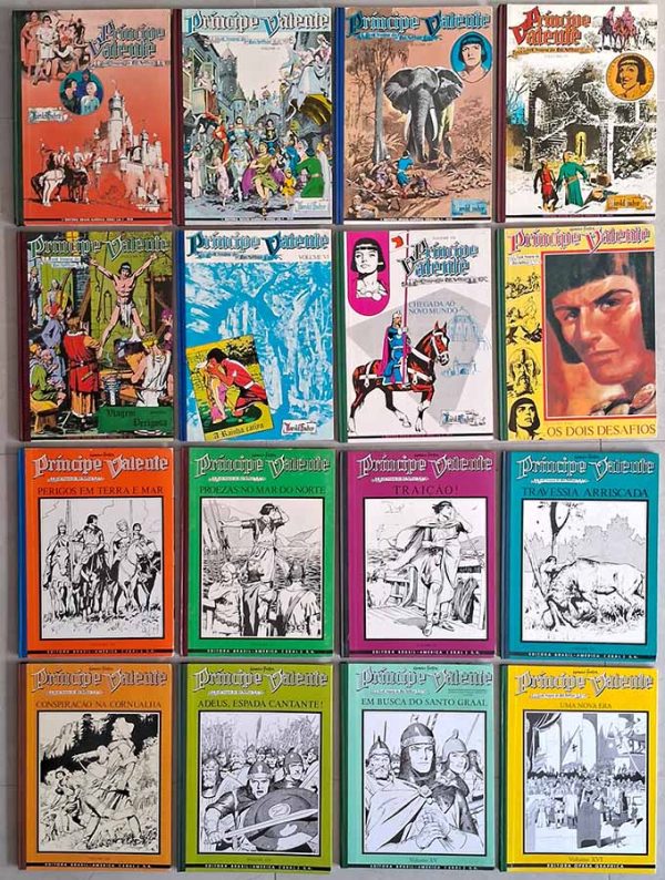 Coleção Príncipe Valente nos Tempos do Rei Arthur com 16 volumes.  Gibis Antigos. Quadrinhos do Príncipe Valente.  Editora: EBAL.  Edição: 1983. 