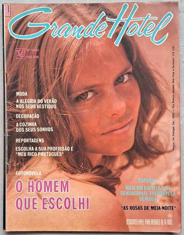 Revista Grande Hotel Nº 1444.  Fotonovela completa: Rosas de Meia-Noite com Maria Rosaria Omaggio, Ben Ekland e Erna Schurer.  Editora: Vecchi.   Edição: 07/Abril/1975. 