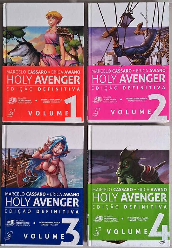 Holy Avenger: Edição Definitiva completa em 4 Volumes. Autores: Marcelo Cassaro; Erica Awano.   Graphic Novels. Histórias em quadrinhos anos 2010. 