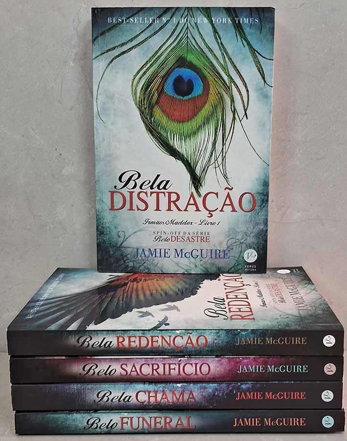 Irmãos Maddox: Série completa com 5 livros.  Autor: Jamie McGuire.  Livros Usados. Séries Completas. Literatura Estrangeira.  Livros da Série: Bela Distração; Bela Redenção; Belo Sacrifício; Bela Chama; Belo Funeral. Editora: Verus. 