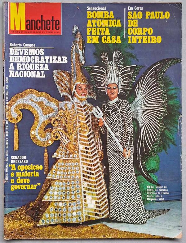 Revista Manchete nº 1190. Capa: Carnaval 1975 em Recife, a alegria sem máscara.  Revistas antigas dos anos 70.  Principais matérias: Kiki Caravaglia; Monteiro Lobato (o profeta do petróleo); Antônio Rudge. Editora: Bloch. 