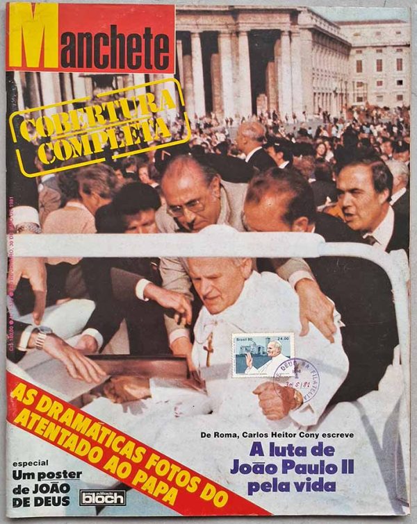 Revista Manchete nº 1519. Capa: Atentado ao Papa João Paulo II: cobertura completa.  Revistas antigas dos anos 80. Não contem o  Principais matérias: Mil faces de São Paulo; gravidez juvenil; Arnaldo Cohen; Capaldi: roqueiro apaixonado pelo Brasil; Maior coleção de Arte Moderna Brasileira; Última loucura de Mick Jagger; Jackie Onassis; Ron Reagan; Liz Taylor; Festival de Cannes.  Editora: Bloch. 