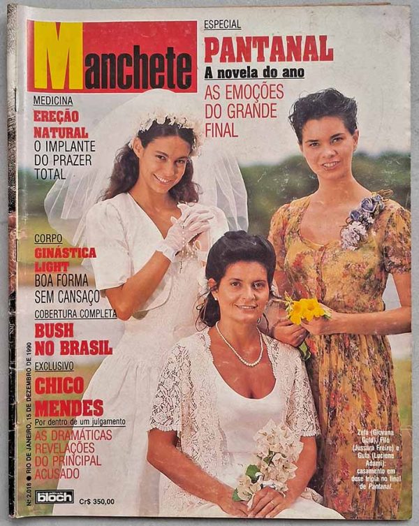 Revista Manchete nº 2018. Capa: Pantanal: a novela do ano.  Revistas antigas dos anos 90.  Editora: Bloch.  Edição: 15/Dezembro/1990. 