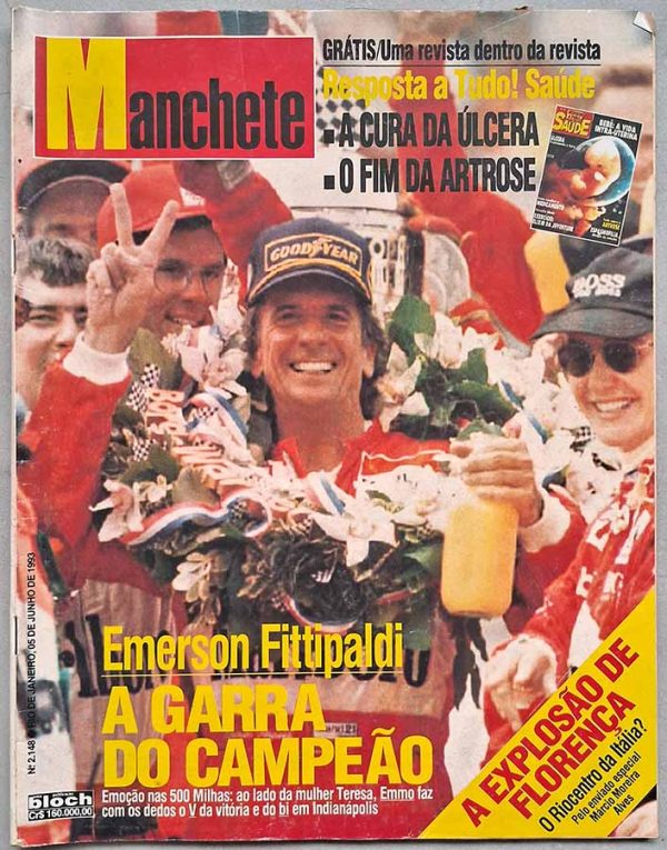 Revista Manchete nº 2148. Capa: Emerson Fittipaldi.  Revistas antigas dos anos 90.  Editora: Bloch. 