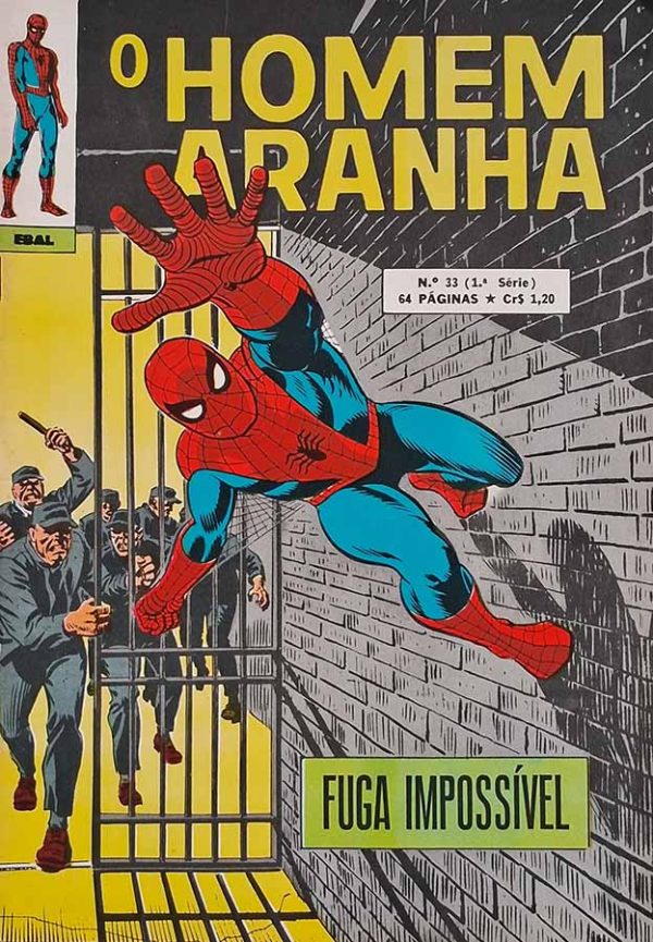 O Homem Aranha 1ª Série Nº 33.  Gibis Antigos. Revistas em quadrinhos anos 70. História de Stan Lee. Desenhos por John Romita. Editora: EBAL.  Edição: Dezembro/1971. 