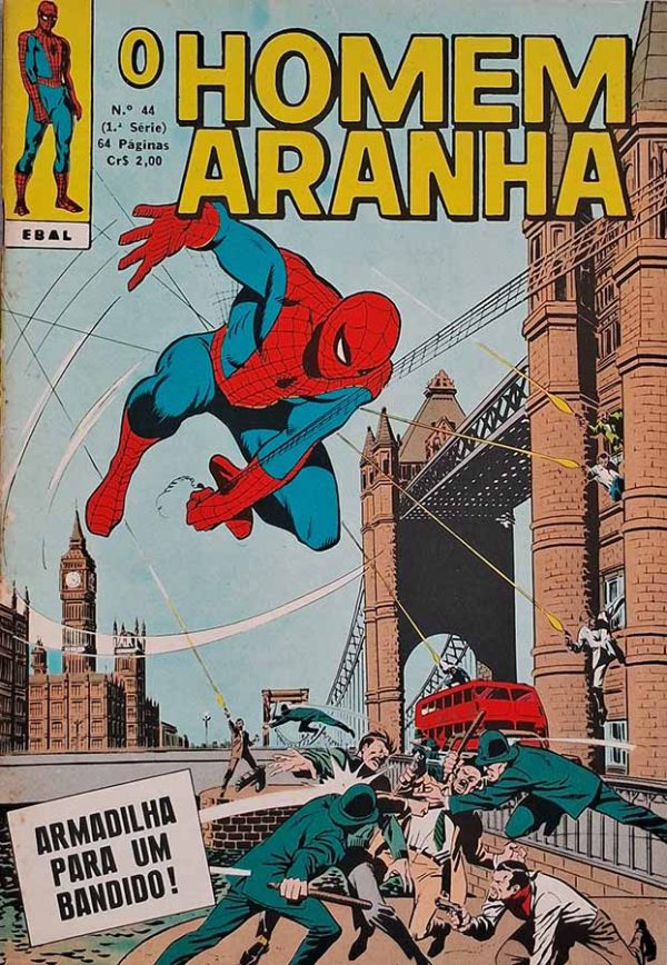 O Homem Aranha 1ª Série Nº 44.  Gibis Antigos. Revistas em quadrinhos anos 70. História de Stan Lee. Desenhos por John Romita. Editora: EBAL.  Edição: Novembro/1972. 