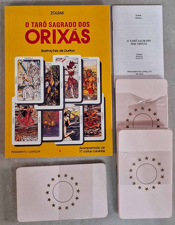 O Tarô Sagrado dos Orixás: Livro + Baralho.  Obra completa com livro e baralho.  Autor: Zolrak.  Livros Usados.  Ano de Edição: 2015.