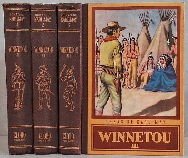 Winnetou.  Obra completa em 3 Volumes.  Autor: Karl May.  Livros Usados. Literatura Estrangeira. Contos.  Editora: Globo. 