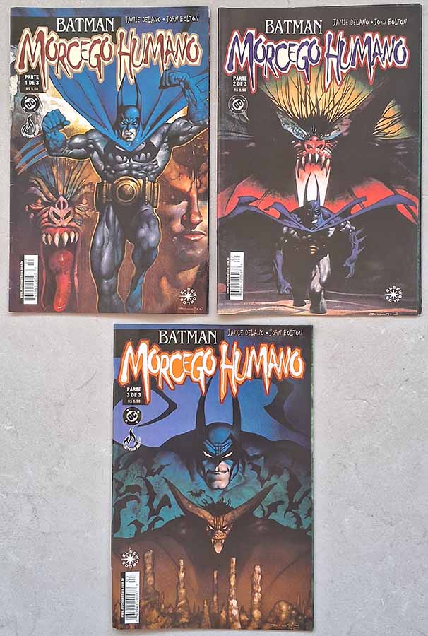 Batman: Morcego Humano.   Minissérie Completa em 3 edições.  Gibis & Quadrinhos. Minisséries Completas. DC Comics.  Editora: Mythos. 