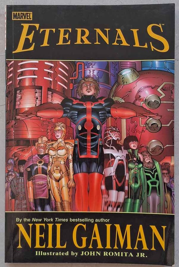 Eternals.   Por Neil Gaiman. Arte por John Romita Jr.  Gibis & Quadrinhos.