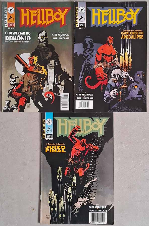 Hellboy: o Despertar do Demônio.  Minissérie Completa em 3 edições.  Por James Sinclair; Mike Mignola.  Gibis & Quadrinhos. Minisséries Completas.