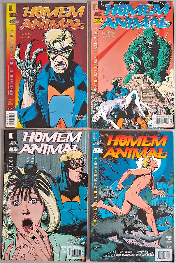 Homem Animal: O Mestre dos Lobos.  Minissérie Completa em 4 partes.  Gibis & Quadrinhos. Minisséries Completas. Editora: Metal Pesado. 