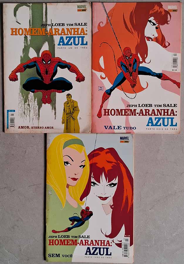 Homem-Aranha Azul.  Minissérie Completa em 3 partes.  Gibis & Quadrinhos. Minisséries Completas. Marvel Comics.  Editora: Panini. 